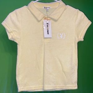 Women’s New Nwt Plush Yellow PLAYBOY ladies polo style shirt logo size Small